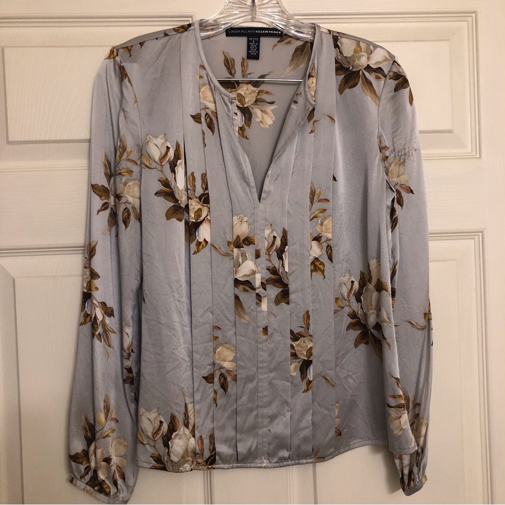 Light blue blouse with magnolias